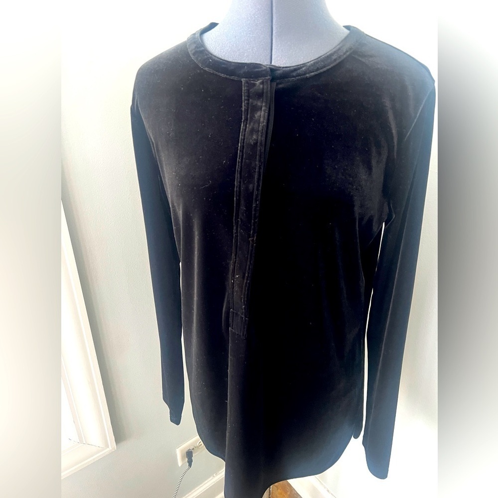 Ralph Lauren Sz Medium Black Velvet Long sleeve Henley Tunic Button Up
Shirt